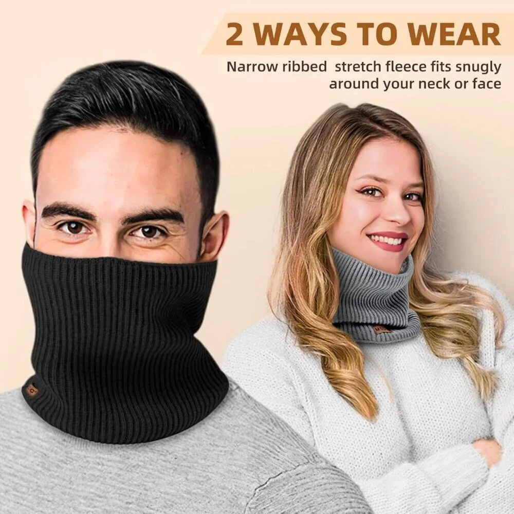 Men Warmer Olive Black Burgundy 3-Pack Neck Thermal Fleece Cold Weather